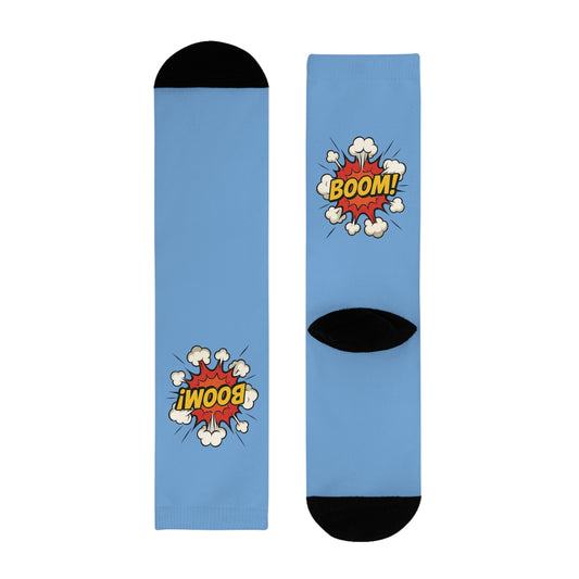 Comic Explosion Crew Socks - Fun Footwear for Casual Outfits, Unique Gift for Gamers, Birthday Gift, Stylish Accessories