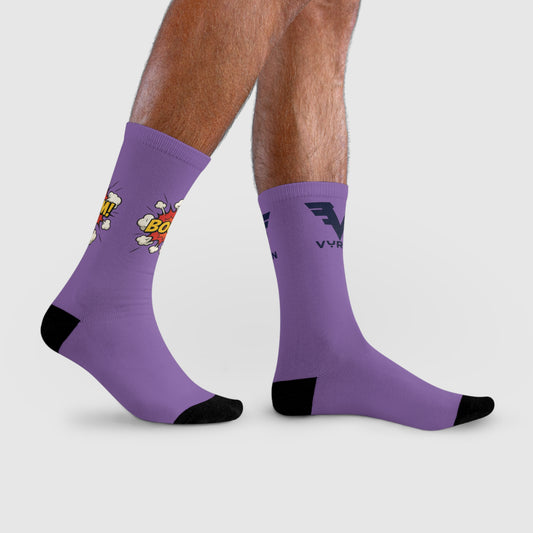Comic Explosion Crew Socks - Fun Footwear for Casual Outfits, Unique Gift for Gamers, Birthday Gift, Stylish Accessories