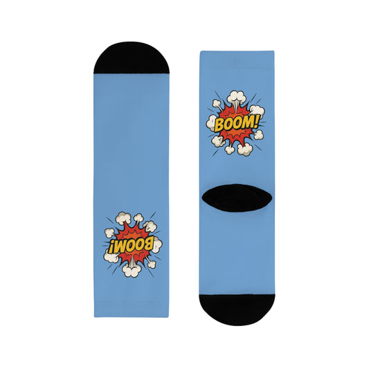 Comic Explosion Crew Socks - Fun Footwear for Casual Outfits, Unique Gift for Gamers, Birthday Gift, Stylish Accessories